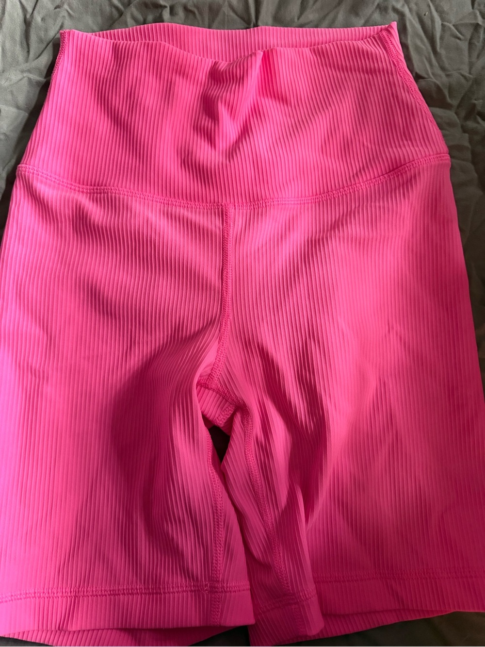High-Rise Ribbed Bike Shorts in Hot Pink